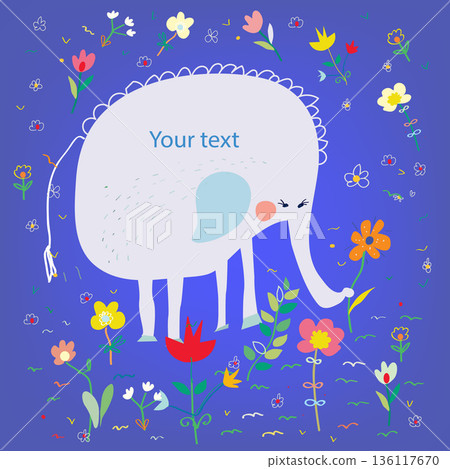 Greeting card for kids with elephant 136117670