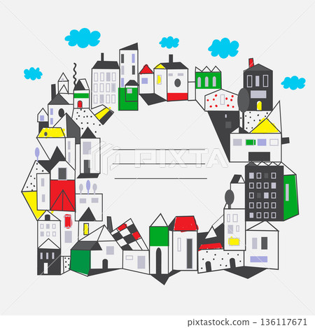 Frame with houses for estate and development 136117671