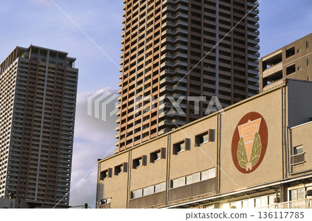 千葉縣市川市宮田小學及高層住宅大樓的城市景觀 136117785
