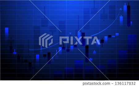 A trading chart displays various candlestick patterns and trends in blue colors. This illustration represents activities related to investing and business analytics in a modern context A trading chart displays various candlestick patterns and trends in blue colors. This illustration represents activities related to investing and business analytics in a modern context 136117832