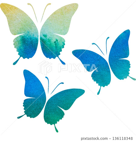 美麗的水彩蝴蝶圖示圖像插圖 136118348