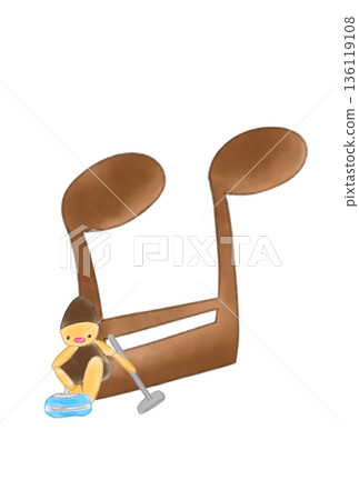 Musical note with curling players Musical note with curling players 136119108