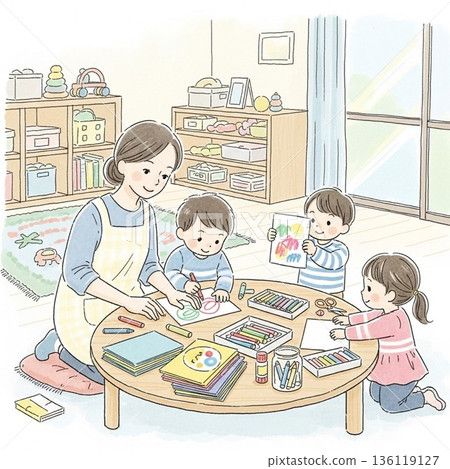 幼兒園老師的插圖 幼兒園老師的插圖 136119127