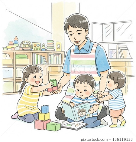 Illustration of a nursery teacher 136119133