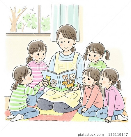 幼兒園老師的插圖 136119147