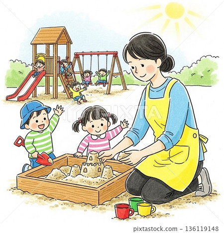 幼兒園老師的插圖 幼兒園老師的插圖 136119148