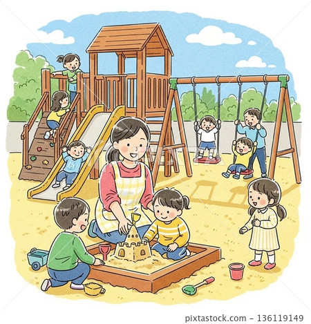 幼兒園老師的插圖 136119149