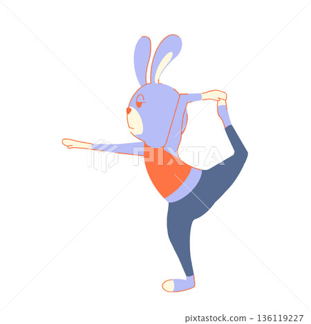 一隻兔子在做瑜伽和鍛煉 136119227