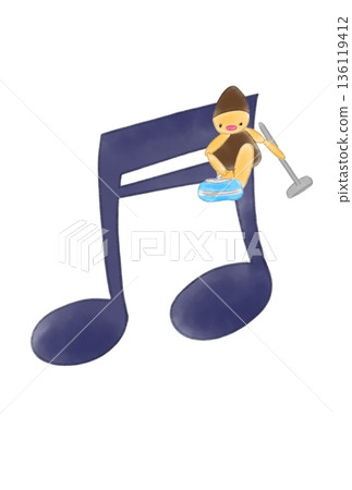 帶有冰壺運動員的音符 帶有冰壺運動員的音符 136119412