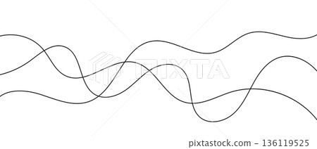 Freehand abstract linear background, tangled wavy strokes and squiggly elements in minimalist style Freehand abstract linear background, tangled wavy strokes and squiggly elements in minimalist style 136119525