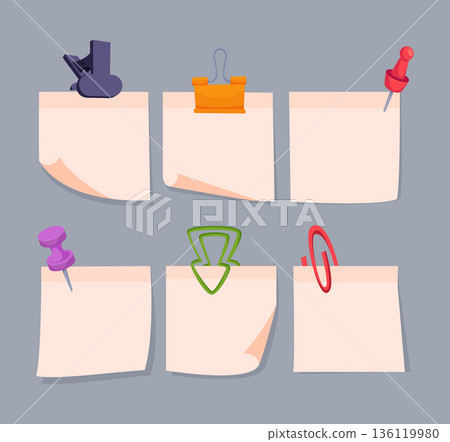 Office stickers. collection of paper stickers. vector illustrations set Office stickers. collection of paper stickers. vector illustrations set 136119980