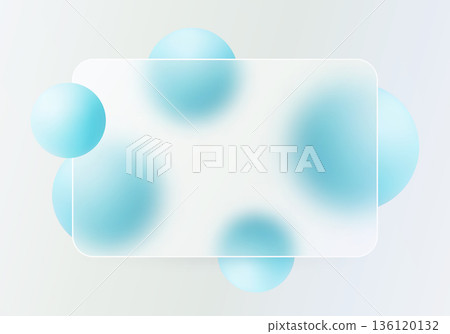 Glass morphism abstract background with translucent panel and spheres 136120132