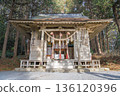 In front of the worship hall of Tsuriishi Shrine, a forest shrine where people come to pray for success 136120396