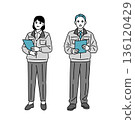 Full-body illustration of male and female workers 136120429