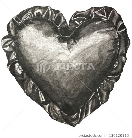 Watercolor black heart for valentine's day, mother's day, friends, girlfriends. Concept of love, relationship, art, painting. Hand drawn art. Watercolor black heart for valentine's day, mother's day, friends, girlfriends. Concept of love, relationship, art, painting. Hand drawn art. 136120513