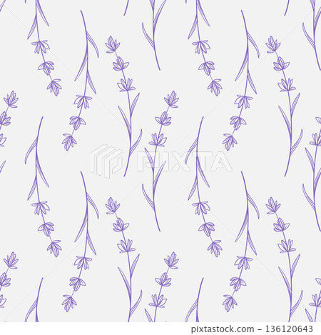Purple Provencal wildflowers seamless pattern 136120643