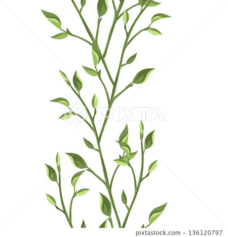 Seamless pattern with leaves. Spring or summer stylized foliage. 136120797