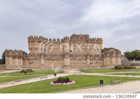 Coca Castle displaying historic Mudejar architecture in Spain Coca Castle displaying historic Mudejar architecture in Spain 136120847