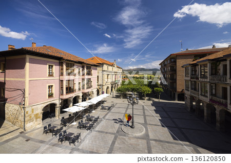 Medina de Pomar town square architecture and open air cafe Medina de Pomar town square architecture and open air cafe 136120850