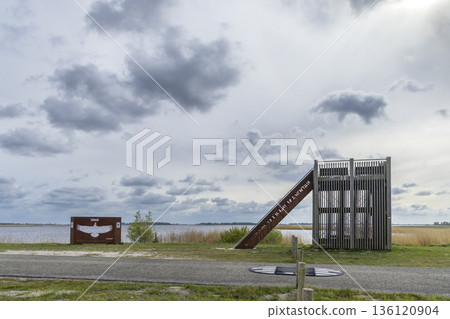 Birdwatching tower providing an elevated view of nature reserve Birdwatching tower providing an elevated view of nature reserve 136120904