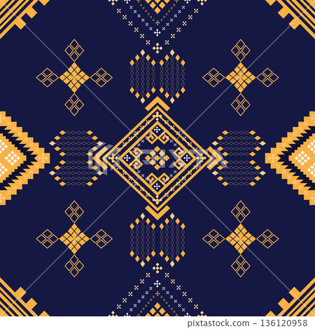 Ethnic Native Diamond Seamless Pattern for Textile and Carpet Design Ethnic Native Diamond Seamless Pattern for Textile and Carpet Design 136120958
