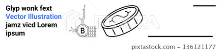 Cryptocurrency, blockchain, digital currency, financial technology, online transactions, investment. Bitcoin symbol with connected lines and digital elements. Cryptocurrency and blockchain concept Cryptocurrency, blockchain, digital currency, financial technology, online transactions, investment. Bitcoin symbol with connected lines and digital elements. Cryptocurrency and blockchain concept 136121177