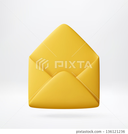 Yellow open mail envelope vector 3d illustration Yellow open mail envelope vector 3d illustration 136121236