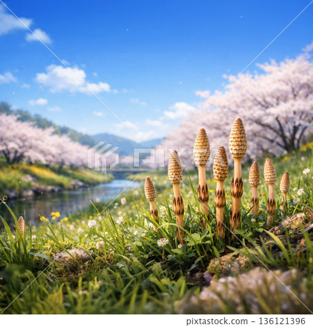 春花爛漫，櫻花盛開，構成了美麗的春日景象。 136121396