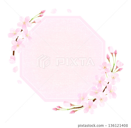 八角形相框,飾以櫻花花瓣 八角形相框,飾以櫻花花瓣 136121408