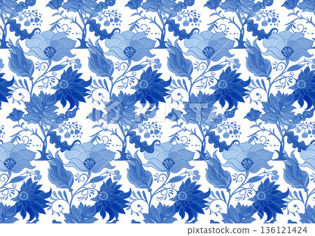 Fantasy flowers in retro, vintage, jacobean style 136121424