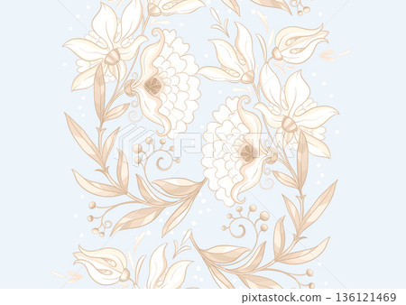 Fantasy flowers in retro, vintage, jacobean style 136121469