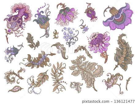 Set of vintage floral elements Set of vintage floral elements 136121477