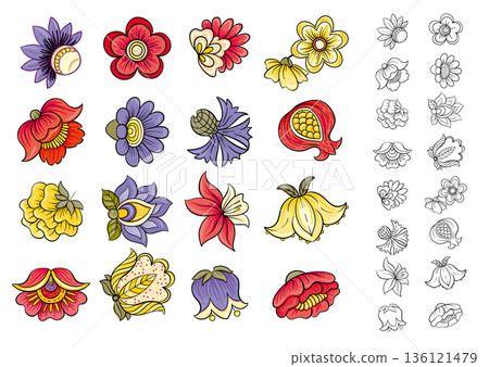 Set of vintage floral elements 136121479