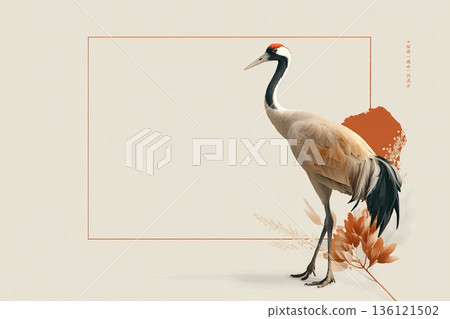 紙卡上畫著一隻鶴 136121502