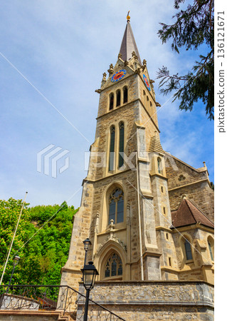 Vaduz Cathedral, or Cathedral of St. Florin is a neo-Gothic church in Vaduz, Liechtenstein 136121671
