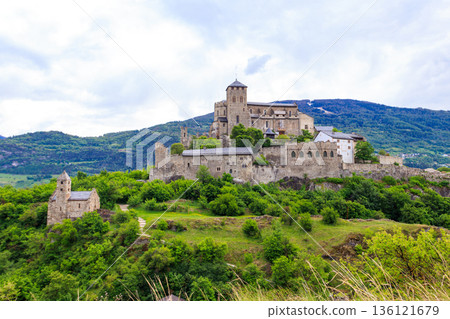 View of Valere Basilica in Sion, Switzerland View of Valere Basilica in Sion, Switzerland 136121679