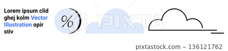 Weather forecasting, financial analytics, data visualizations, abstract interpretations, cloud computing, graphic symbols. Minimal cloud shapes and a percentage symbol in a clean style. Weather Weather forecasting, financial analytics, data visualizations, abstract interpretations, cloud computing, graphic symbols. Minimal cloud shapes and a percentage symbol in a clean style. Weather 136121762