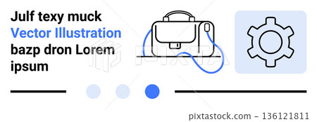 Workflow optimization, business operations, productivity tools, task management, corporate strategy, development processes. A briefcase and cogwheel workflow and productivity. Workflow optimization 136121811