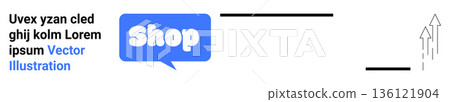 Online retail, ecommerce growth, website design, mobile messaging, sales promotion, business growth. Speech bubble with text and rising arrows. Ecommerce growth and online retail concept Online retail, ecommerce growth, website design, mobile messaging, sales promotion, business growth. Speech bubble with text and rising arrows. Ecommerce growth and online retail concept 136121904