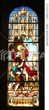 Saint Martin, stained glass window from Saint Severin church, Paris 136122311