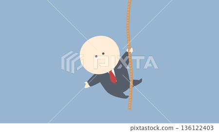 商業圖片插圖：商人攀爬繩索 136122403