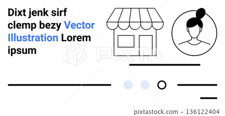 Business branding, local commerce, online services, identity illustration, marketing design, user profiles. Minimal storefront graphic and female avatar. Business branding and local commerce Business branding, local commerce, online services, identity illustration, marketing design, user profiles. Minimal storefront graphic and female avatar. Business branding and local commerce 136122404