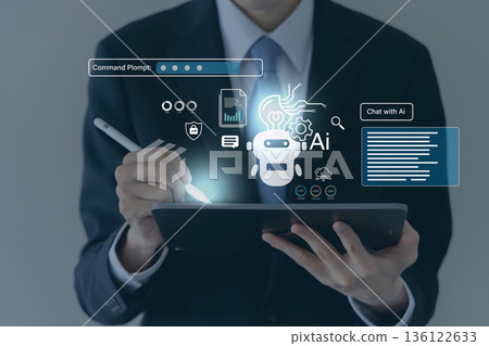 Tablet and AI/artificial intelligence concept 136122633
