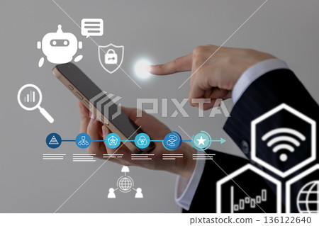 筆記型電腦和人工智慧/人工智慧概念 筆記型電腦和人工智慧/人工智慧概念 136122640