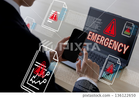 Digital warning alerts displayed 136122650