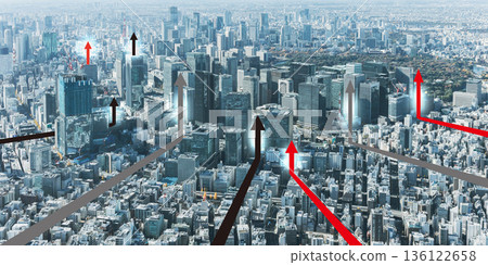 東京鳥瞰圖:經濟發展的景象 東京鳥瞰圖:經濟發展的景象 136122658