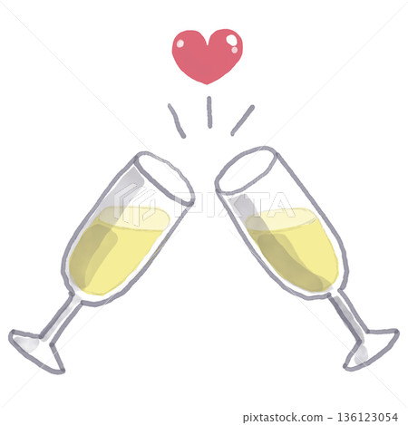 Two glasses filled with drinks for a celebratory toast 136123054
