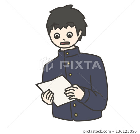 圖：一名身穿校服的國中男生收到印稿後感到驚訝 136123056