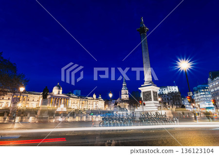 Illuminated Trafalgar Square, London 136123104