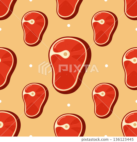 Raw beef meat cut seamless repeating pattern 136123445